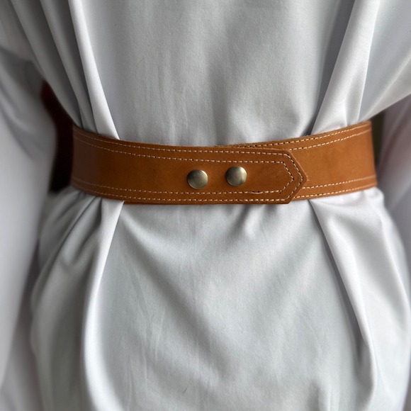 Vtg Southwestern Leather Belt Boho Turquoise Beaded Waist Belt Brown Sz S/M main image 5